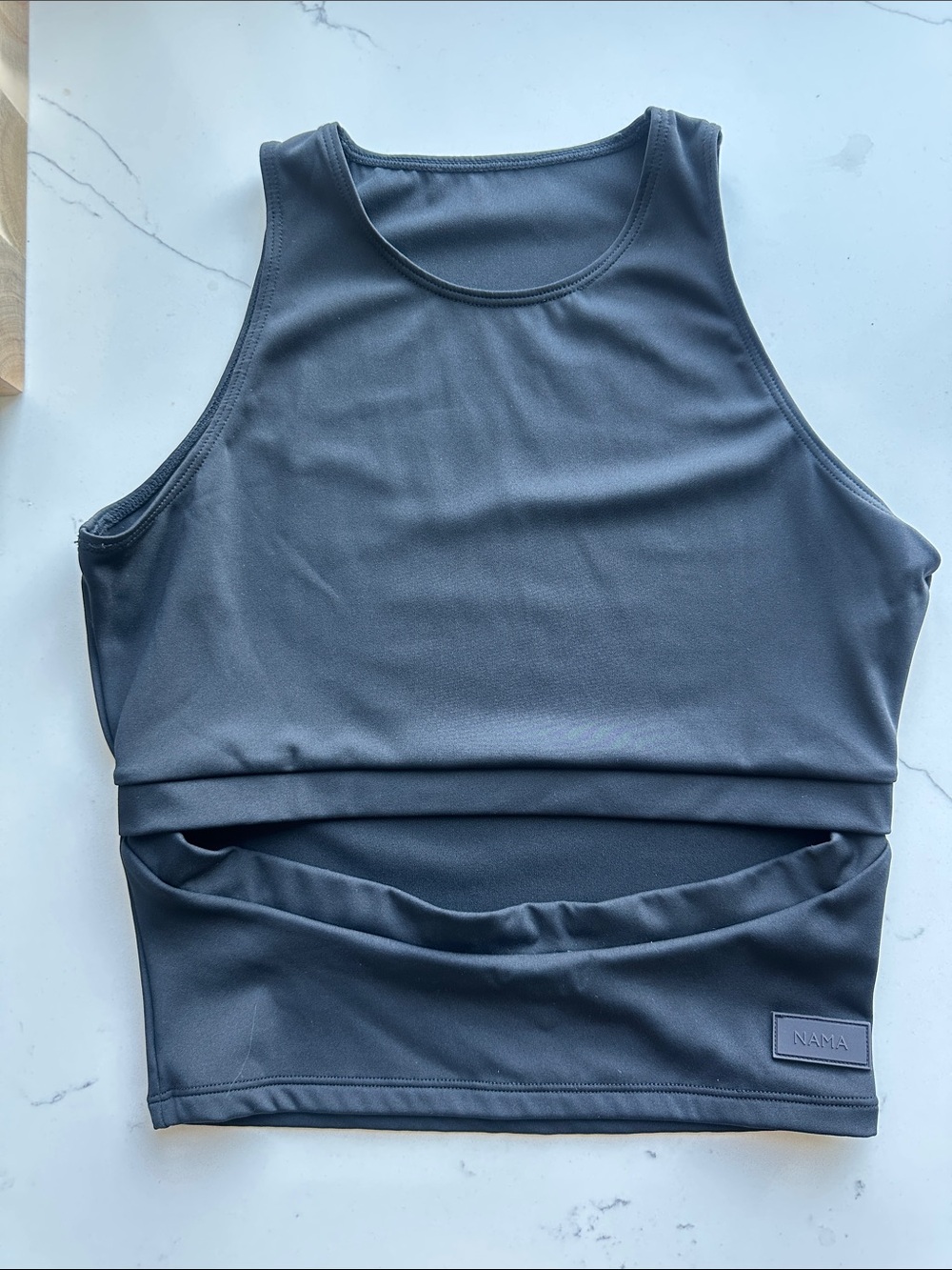 NaNa Charcoal Gray High-Neck Cropped Tank